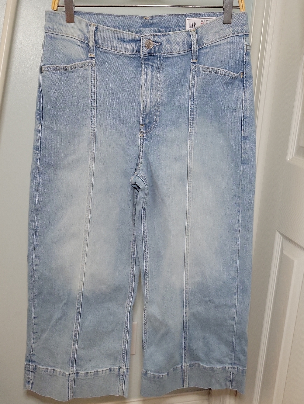 GAP High Rise Stride Ankle Light Washed Wide Leg Denim Blue Jeans Size 10 Petite